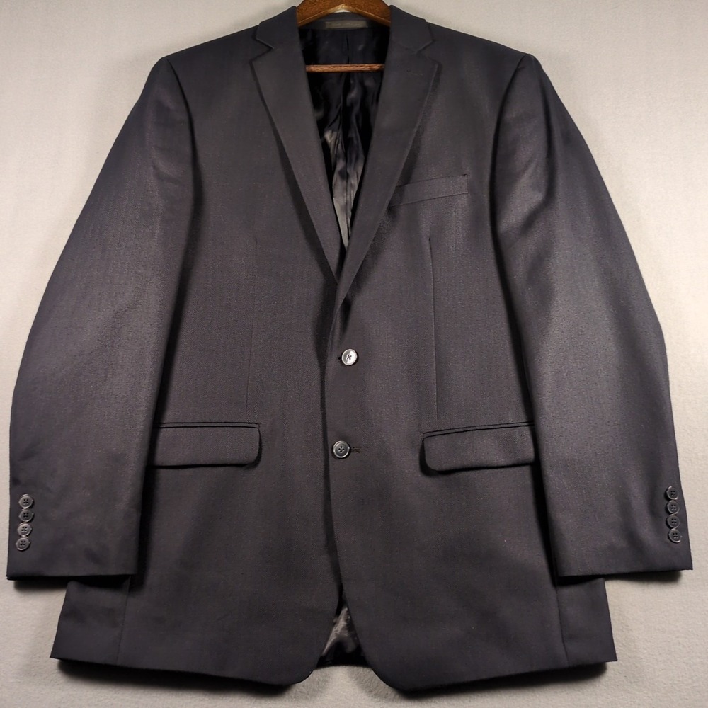 Calvin Klein Suit Coat 42 LONG NAVY Blazer Sport Jacket Herringbone 2 Button